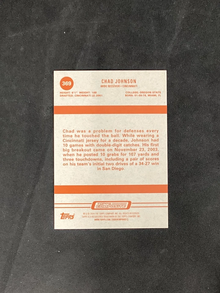 2023 Topps Composite #369 Chad Johnson Orange Rainbow Foilboard /25 Bengals - Image 2 of 2
