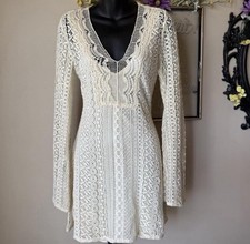 Cream Crochet Long Sleeve Mini Dress Guess