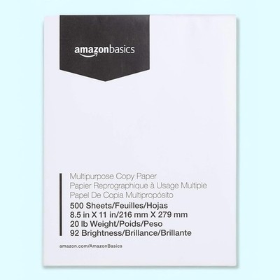 Amazon Basics Multipurpose Copy Printer Paper, 8.5 x 11 Inches, 20 lb, 92 Bright