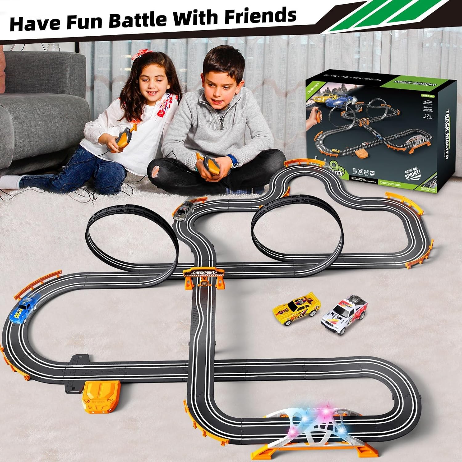 Slot Car Race Track Set Electric Powered Race Track Dual Racing Car Track Set