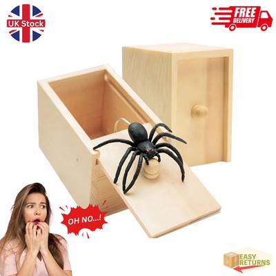 Holz Streich Spinne Schreckkiste versteckt im Koffer Trickspiel Witz Schreckkiste Gag Spielzeug*