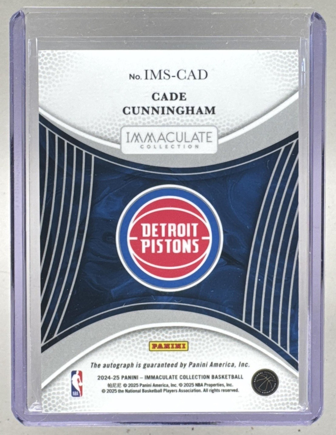 Cade Cunningham 2024 Panini Immaculate Gold Auto 9/10 view 2