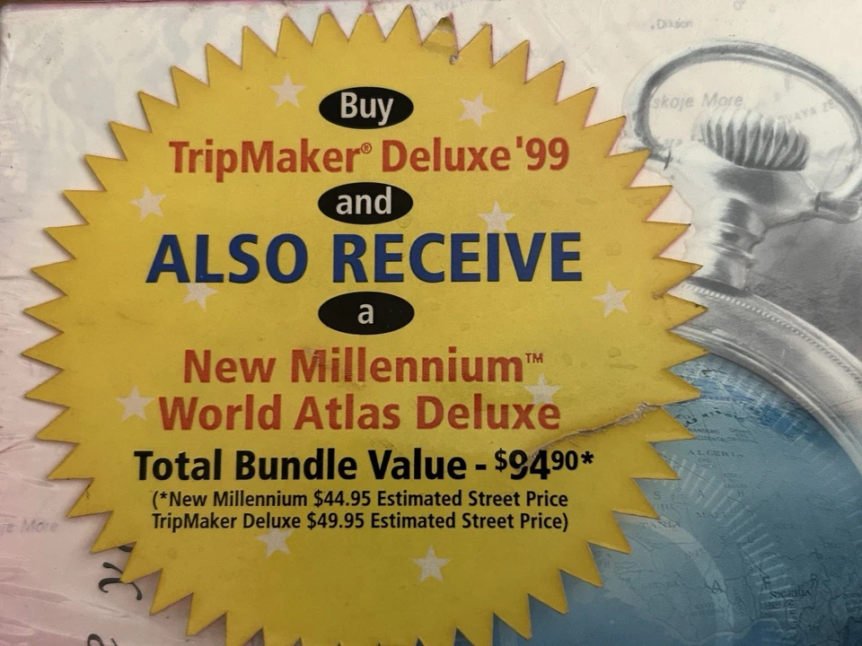Y2K. 2 PK McNally TripMaker & World Atlas PC Big Box. Vtg. Win 95/98 Sealed - Image 3 of 4