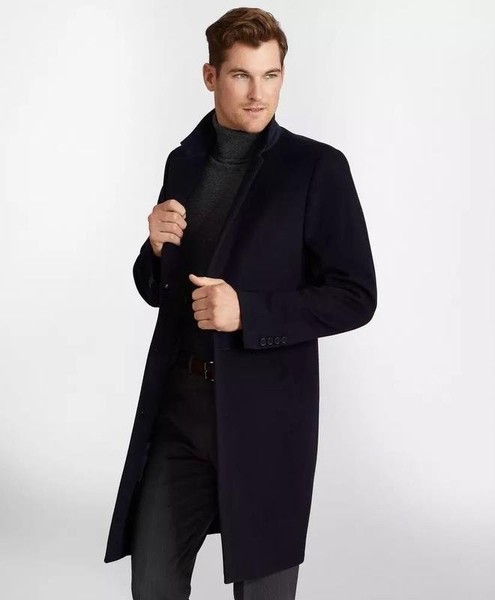 Men Brooks Brothers Coat Navy Wool 48