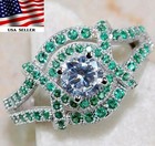 2CT Heat Treated Green Tourmaline 925 Solid Sterling Silver Ring Sz 6 &5-8 — photo 1