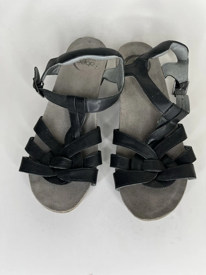 abeo bio system sandals Ankle Strap Heels Women Size 8 Black Leather Buckle  - Image 2 of 4
