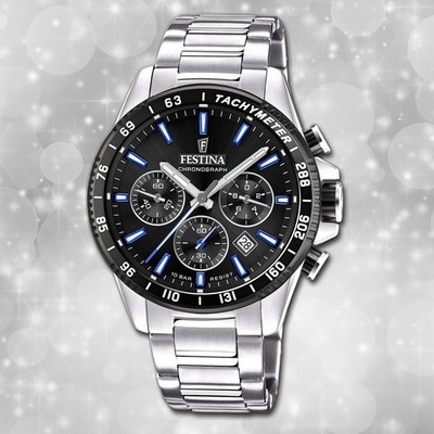 Festina Herrenuhr Timeless Chronograph Armbanduhr Edelstahl silber UF20560/5