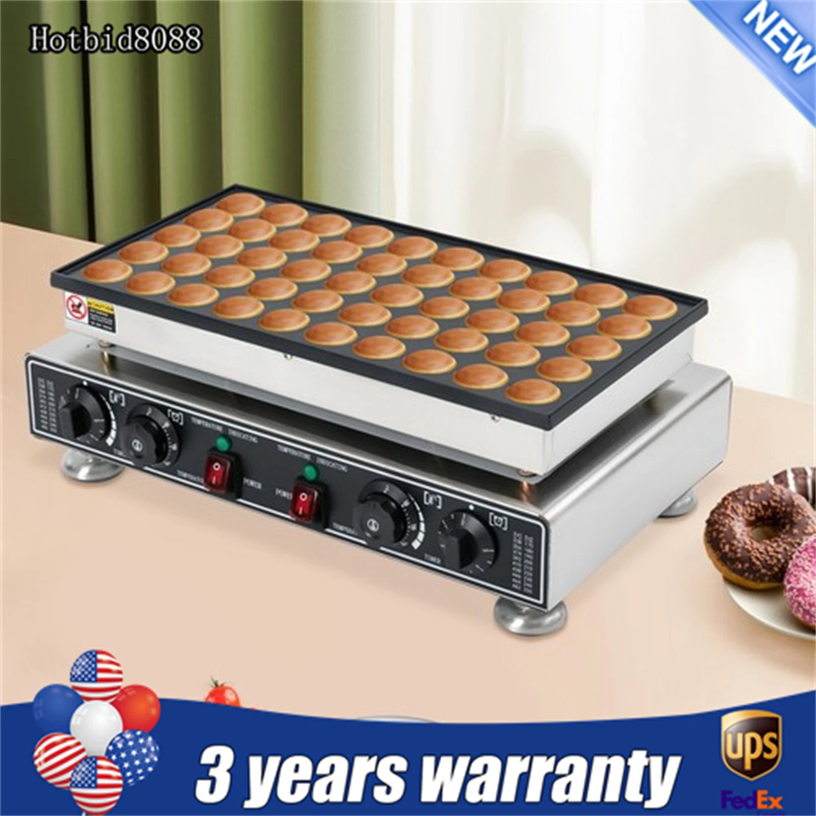 110 V 50 Hole Electric Dutch Poffertjes Mini Pancake Baker Maker Machine New