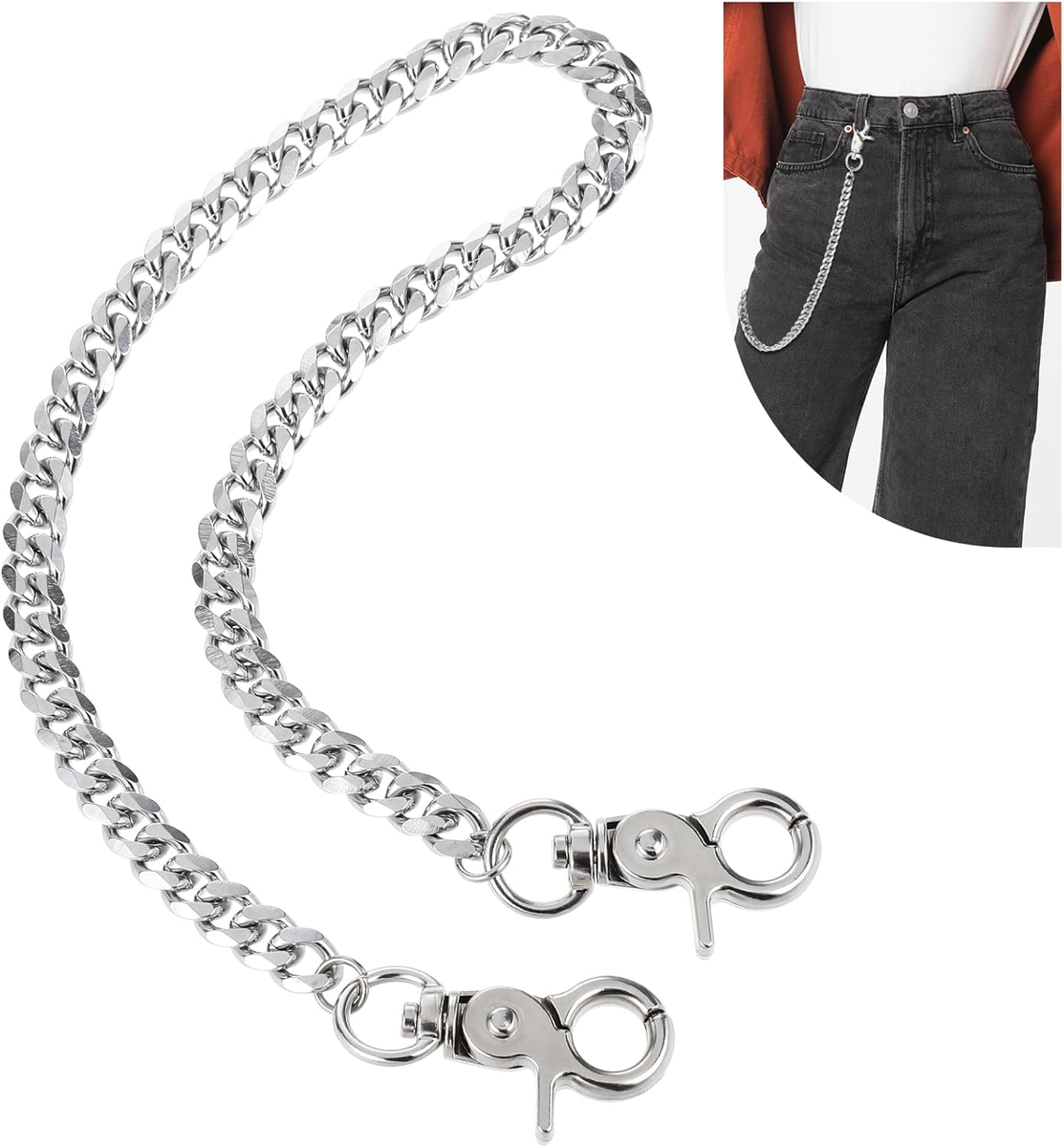 Silver Chain for Pants,Metal Wallet Chains for Men,Double Lock