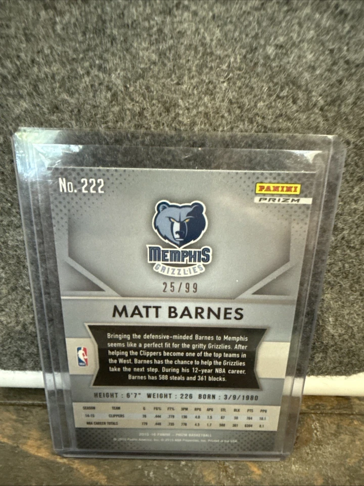 Panini Prizm 2015-16 - Matt Barnes #222 púrpura Prizm/99 Foto 2 de 2
