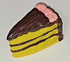 Vintage Life-Size MTC Realistic Play Food Yellow Cake Slice with Chocolate Icing