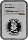 1961 50C Proof Silver Franklin Half Dollar NGC Graded PF 66 Cameo