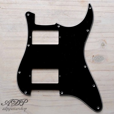 Pickguard HH Schwarz 3ply 11 Löcher, Stratocaster 2 Humbucker