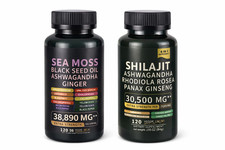 Shilajit  Sea Moss Black Seed Oil Ashwagandha Ginger 2 Pack 120 Caps Each