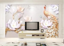 3D Flower Peacock 3D Decoration Wall Murals Wallpaper Murals Wall Sticker