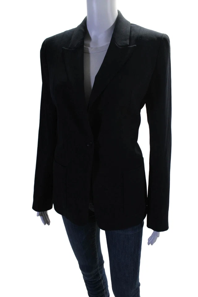 Blazer negro de un solo botón manga larga con cuello Elie Tahari para mujer talla 6 Foto 3 de 4