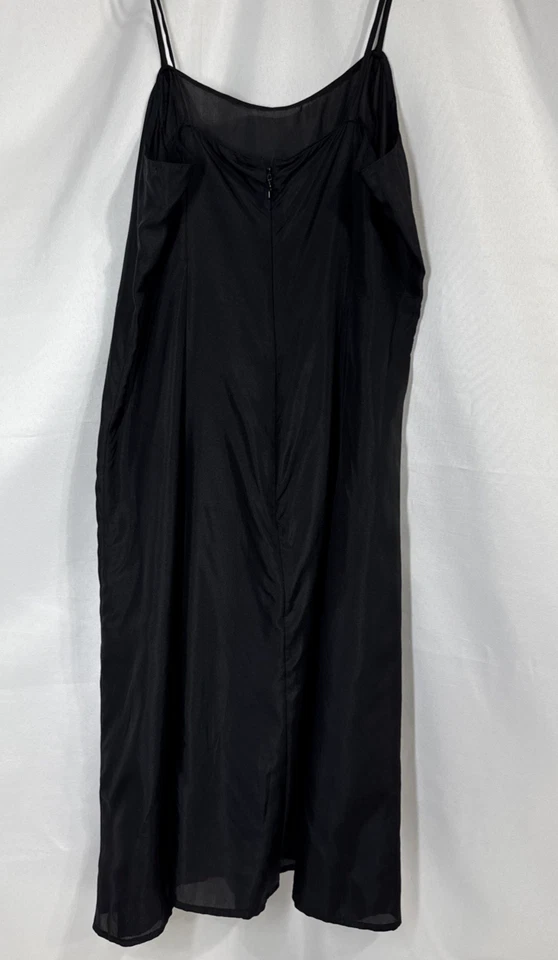 Женщины M/L шелк сорочка скольжения чистый назад молнии черный колена Midi длины трапеции - Изображение 3 из 4