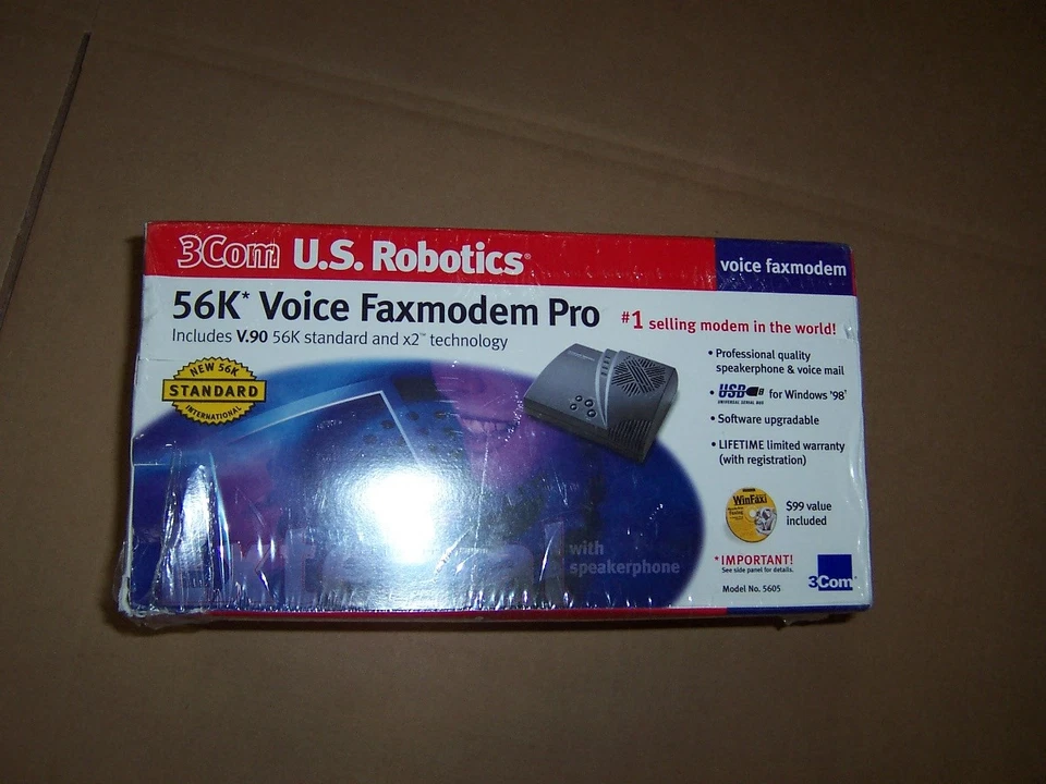 3COM US ROBOTICS Model 5605 56K Voice Faxmodem Pro V.90 X 2  BRAND NEW SEALED - Image 2 of 4