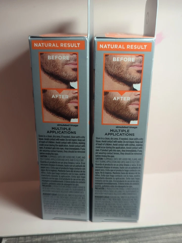 Lote 2 L'Oreal Hombres Experto Barba Instantánea #05 Marrón Claro Medio Lavado Fácilmente Foto 3 de 4