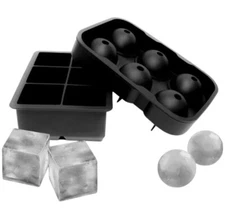Silicone Ice Cube Trays Large Square, Round Molds For Whiskey, Cocktails, Drinks