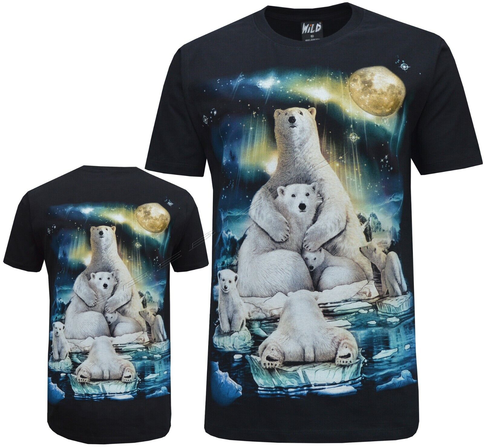 Mens/Ladies Polar Bear Cute animal 100% Cotton Glow in The Dark T ...