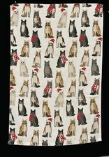 Charmont Cats Big Whiskers Hand Towel Christmas Holiday Hat & Scarves 25 x 16