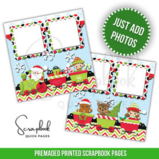 Christmas Train Scrapbook Santa Elf 2 PRINTED Premade Scrapbook Quick Pages 97