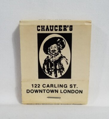 Vintage Chaucer's English Pub Matchbook Marienbad London Ontario Advertising