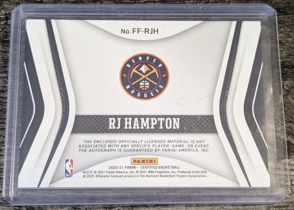 2020-21 Panini Certified Freshman Fabric Autograph RJ Hampton RED (FF-RJH) - Image 2 of 2