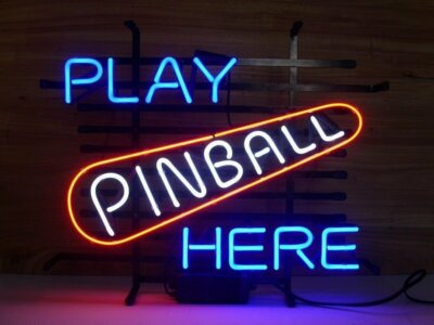 Pinball Play Here Game Room Wizard 20''x16'' Neon Light Sign Lamp Open Club Decor