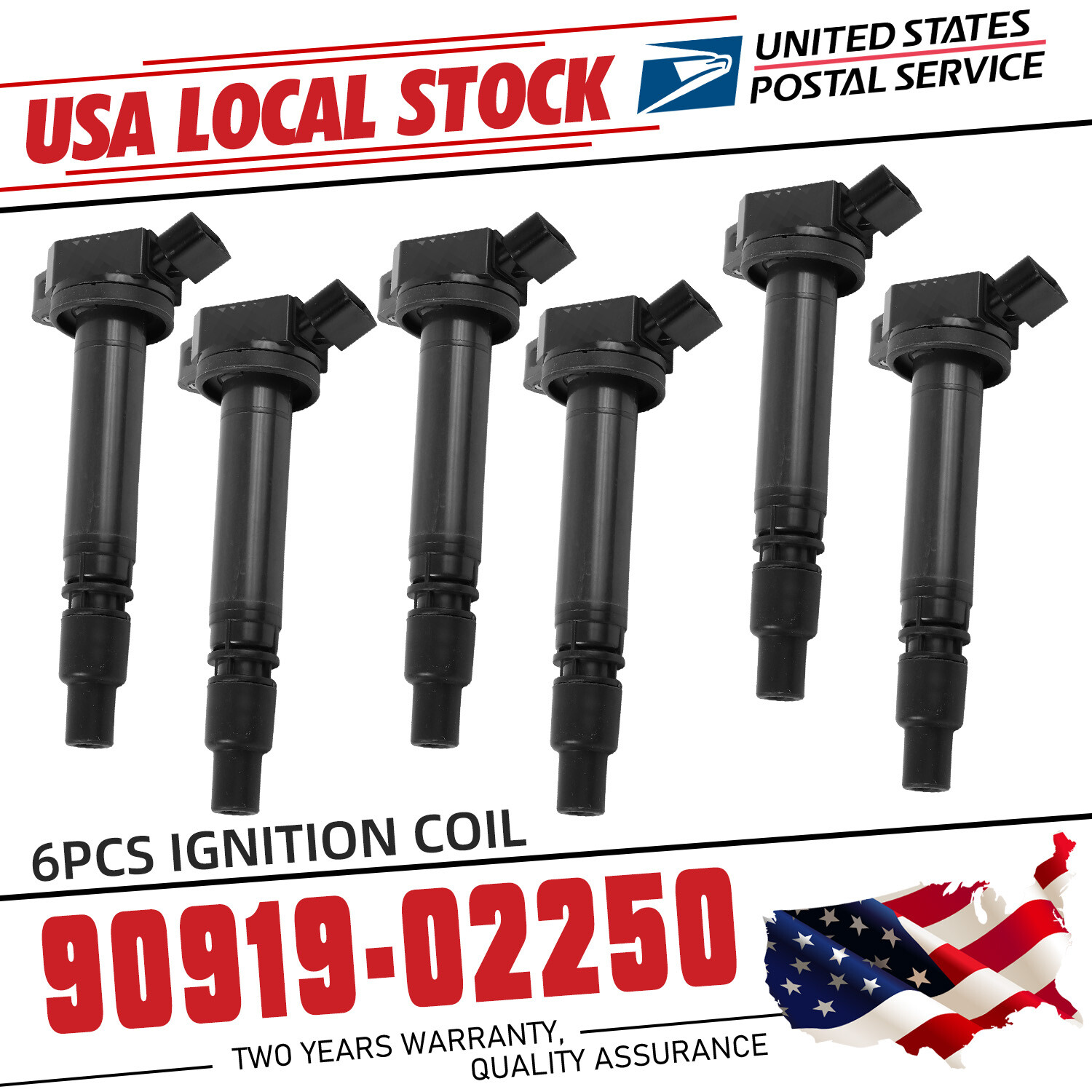 6Pcs Ignition Coil 9091902250 For Denso Lexus Toyota Venza Tundra 5.7L
