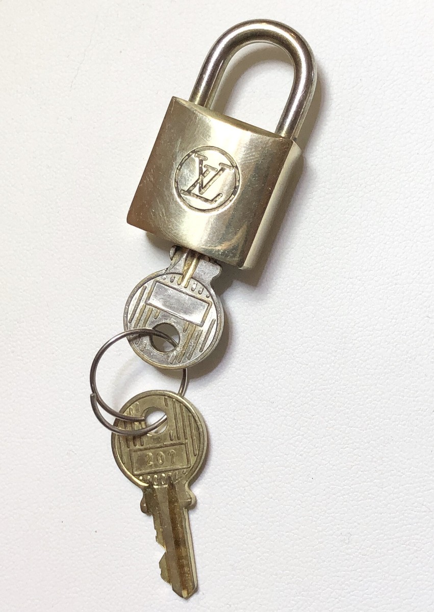 LOUIS VUITTON Vintage Metal LV Logo Lock Padlock & Two Key