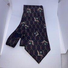 Arnold Palmer Silk Tie Mens Brown Green Diamond  Pointed 61” X 3.75”