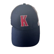 K in Red Front w Miller Lite on Side Trucker Hat Cap Navy W White Mesh Snapback