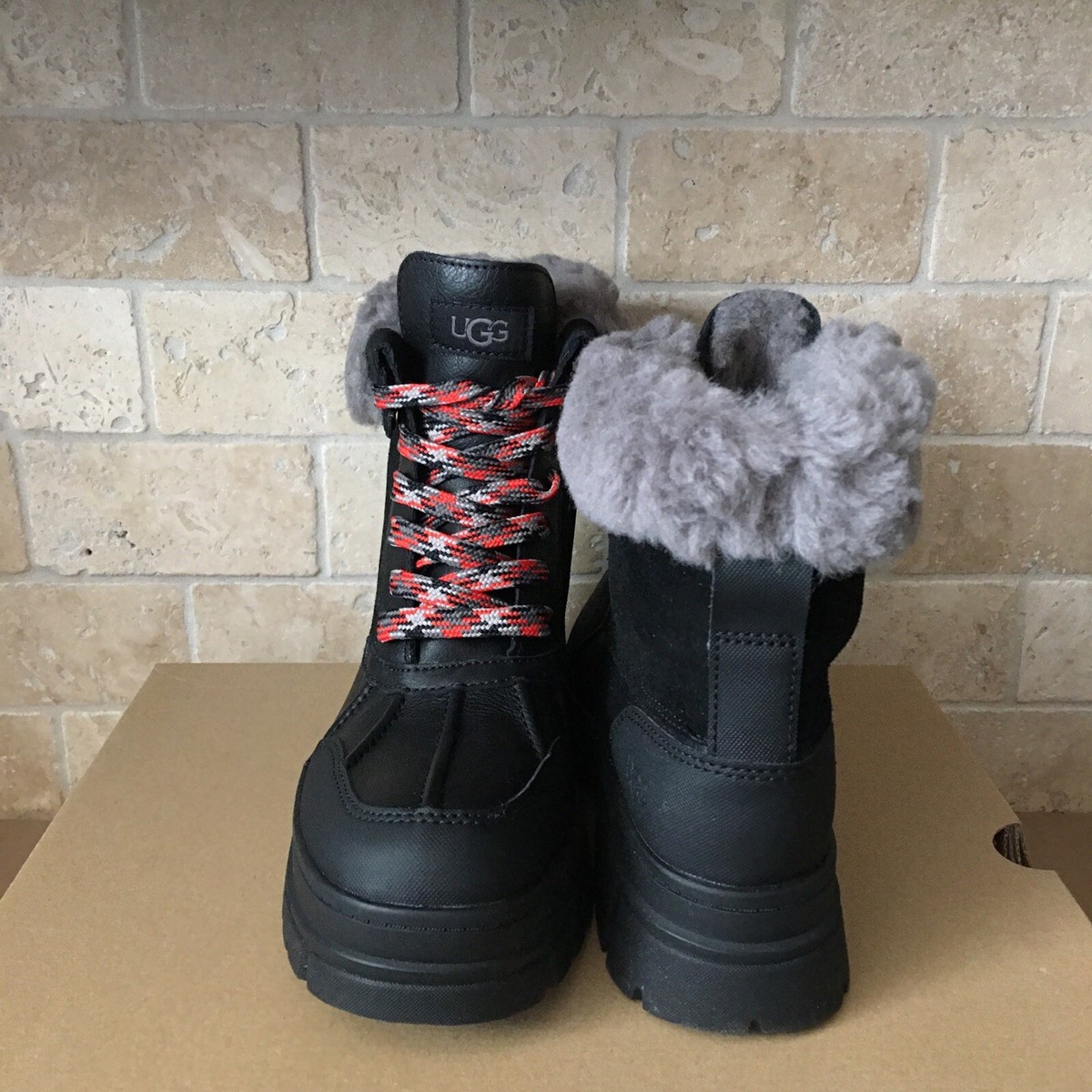 UGG Ashton Addie Black Waterproof Leather Short Winter Snow Boots