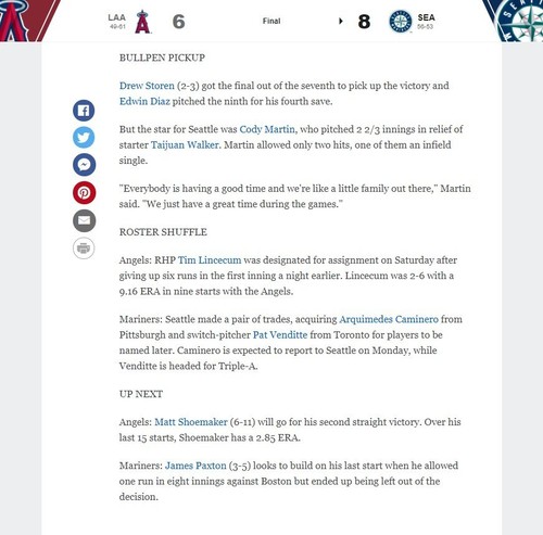 Mike Trout HR #160 GRIFFEY #24 RETIREMENT 2016 Mariners Angels 8/6 Full Ticket - Picture 15 of 19