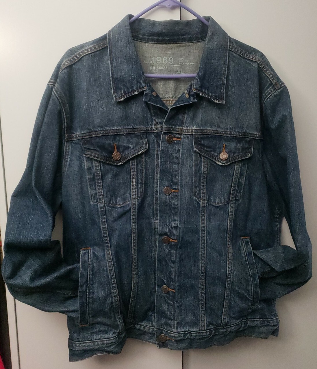 Gap 1969 Denim Jacket Trucker Men's XL Medium Wash Vt… Gem
