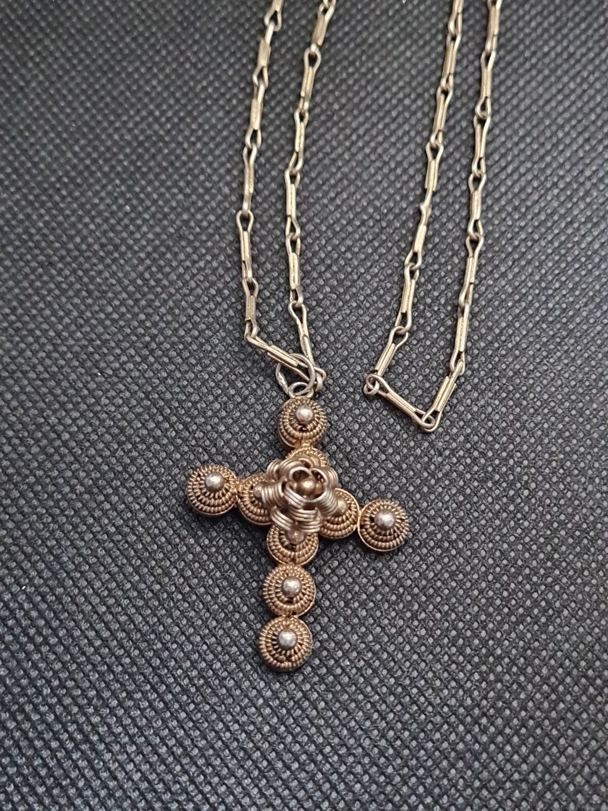 Pendentif Croix Ancien En Plaqué Or - Style Vintage - Occasion