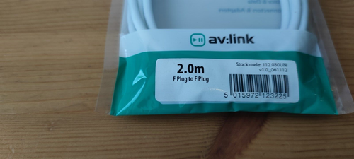 AV:Link Coaxial F-Plug to F-Plug Lead - 2.0m - NOS - Untested - Bild 2 von 4