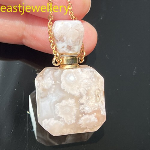 1x Natural cherry blossom agate Perfume Bottles Quartz Crystal pendant reiki - Picture 9 of 12