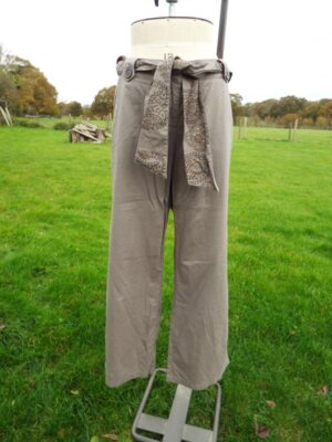 BUTTERFLY MATTHEW WILLIAMSON Designer Leinenmischung Hose & Gürtel 18 neu mit Etikett UVP £40