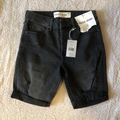 Men's Topman Stretch Skinny Denim Shorts W28 Distressed