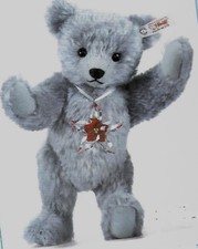 STEIFF " POINSETTIA" EAN 681103 SILKY SILVER-GREY MOHAIR BEAR- SWAROVSKI JEWEL
