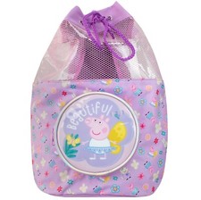 Peppa Pig Swim Bag Kids Girls Drawstring Bag Purple Lilac Floral Flowers Daisies