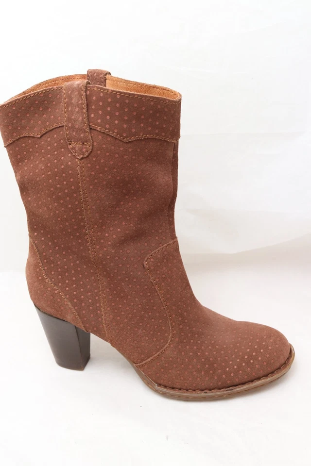 Botas vaqueras Born Genevieve para mujer 10M de gamuza marrón a media pantorrilla Foto 3 de 4