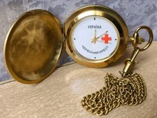 RARE VINTAGE Ukraine POCKET WATCH mechanical award red cross trident National