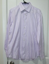 Robert Graham striped dress shirt Lavender size 15.5 39 EUC 