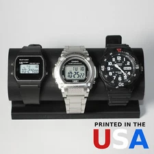 Triple Watch Display Stand Holder Organizer Matte Black Modern Style