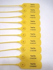 ToppClip 10 Yellow Plastic Security Pull Tight Seals Numbered New