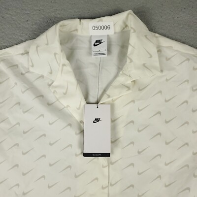 nike white dress shirt Nike Shirt Womens Size Large Off White Sportswear Button Up Short Sleeve